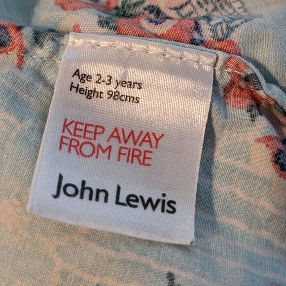 JOHN LEWIS Dress Girls 2-3 Yrs Flowers Basket Floral Pink Blue Cotton Summer - Picture 5 of 6